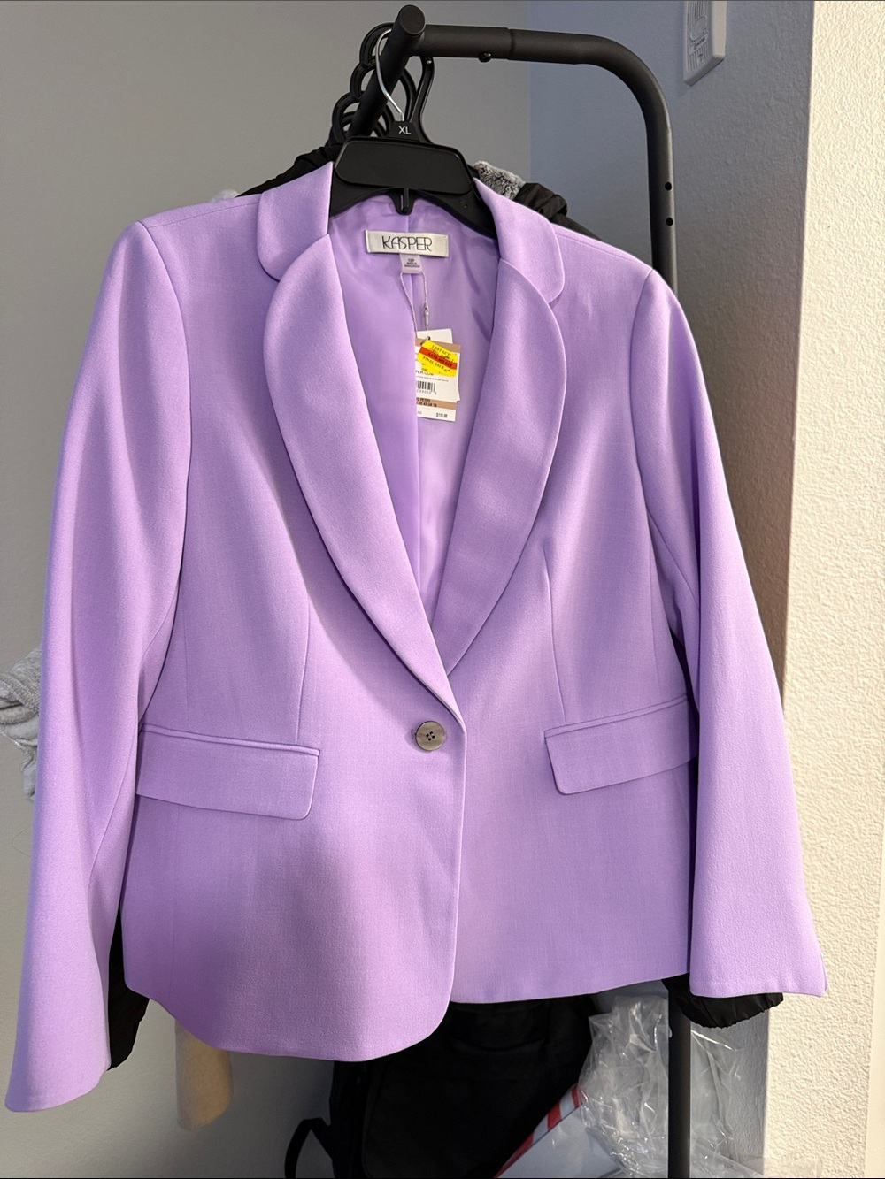 Kasper Lavender Single-Button Notch Lapel Blazer